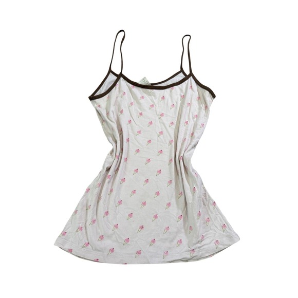 TILT Tops - Womens Y2 Ice Cream Cone Camisole Pink Brown Coquette Cami Top Loungewear M